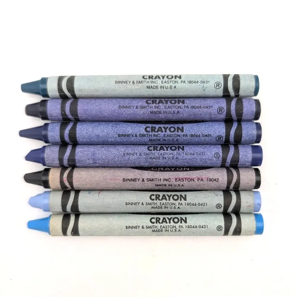 Lot of Crayola Crayons Discontinued Binney Smith Blue Shades New and Used Vtg